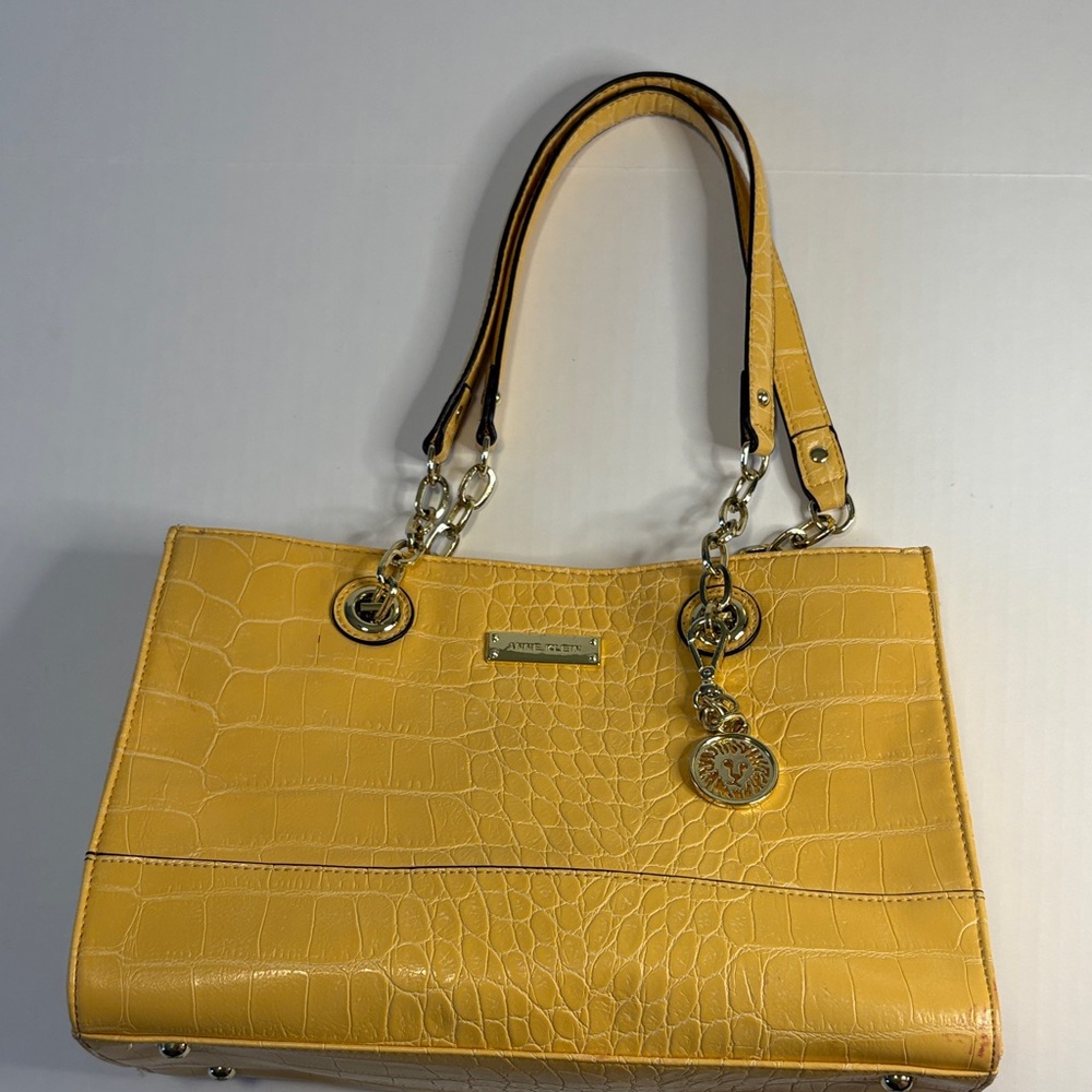 Anne Klein Yellow Croc-Embossed Shoulder Bag
